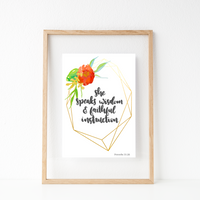 She speaks wisdom and faithful instruction - A5 Print